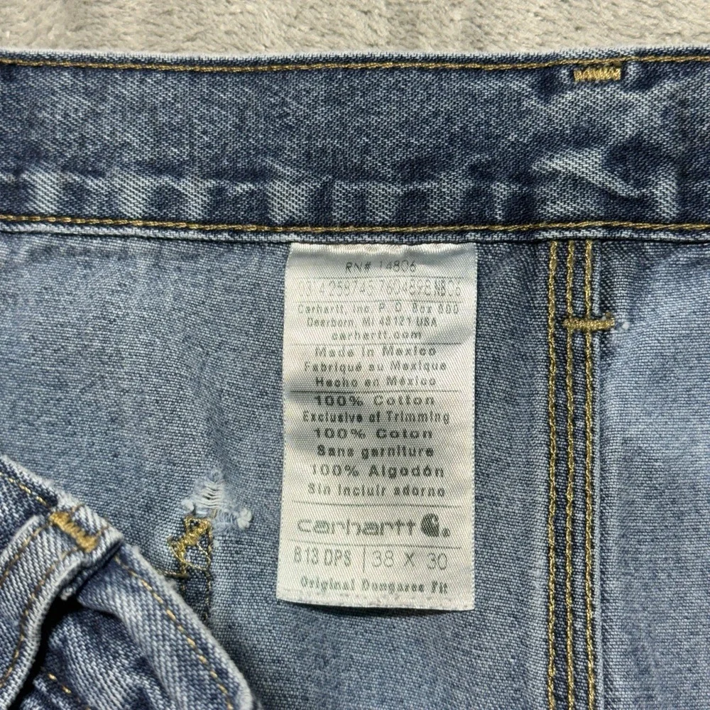 Vintage Carhartt B13 DPS Distressed Denim Carpenter Jeans 36x30 Bleached Y2K